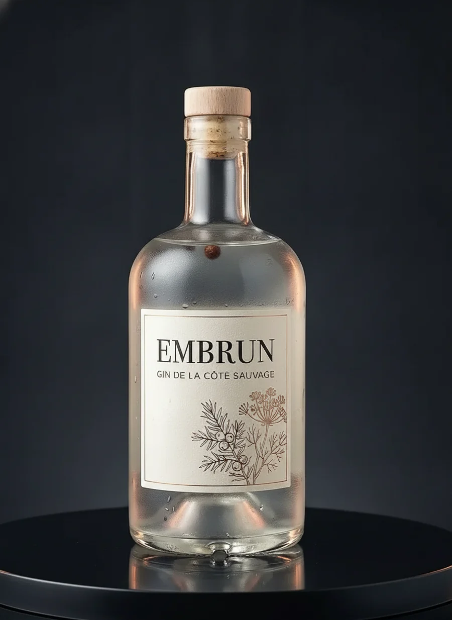 Bouteille EMBRUN cuvée Affleurement, gin sec · minéral · salin